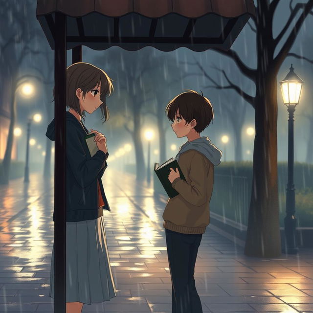 A scene inspired by the book 'The Unwritten Night', illustrating a romantic yet bittersweet atmosphere