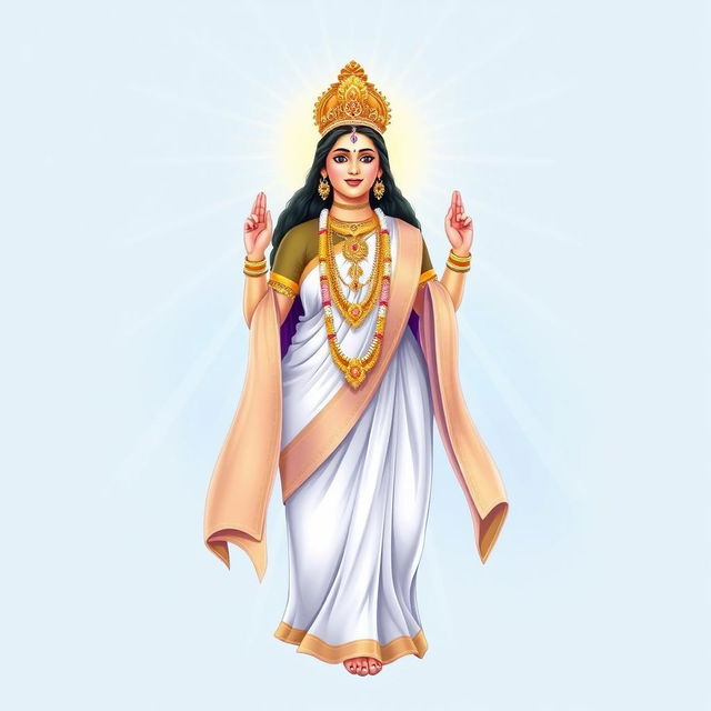 A devotional illustration of Amalorpava Matha, showcasing her in a serene and graceful pose