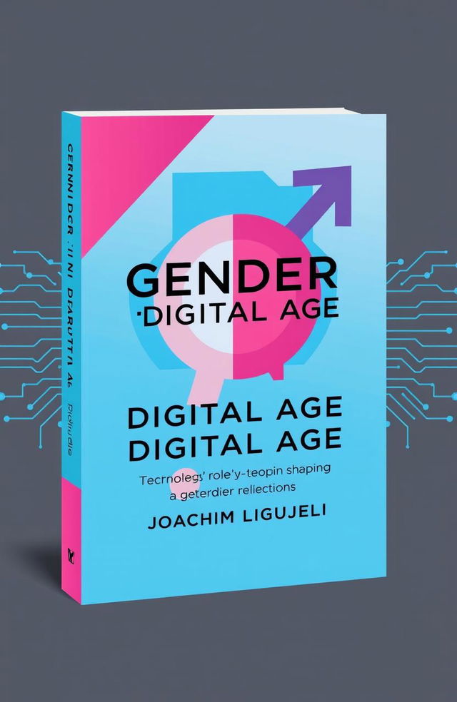 A visually striking book cover design for the title 'GENDER IN DIGITAL AGE: Technology's Role in Shaping Gender Relations' by author Joachim Ligujeli