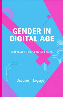 A visually striking book cover design for the title 'GENDER IN DIGITAL AGE: Technology's Role in Shaping Gender Relations' by author Joachim Ligujeli