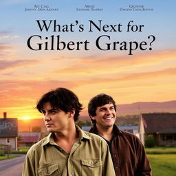 A movie poster for a sequel to 'What's Eating Gilbert Grape', featuring the original cast including Johnny Depp as Gilbert, Leonardo DiCaprio as Arnie, and Darlene Cates as Bonnie