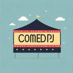 A brightly lit marquee on a clear evening with a 'Comedy Night' banner