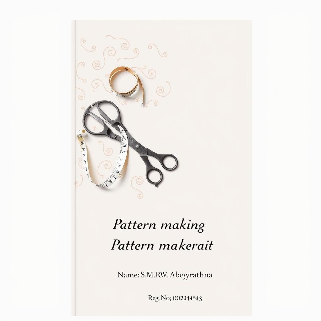 An A4-sized book cover design for a pattern-making book, featuring a professional and sophisticated appearance with a neutral color palette of soft grays, whites, and beiges