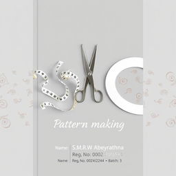 An A4-sized book cover design for a pattern-making book, featuring a professional and sophisticated appearance with a neutral color palette of soft grays, whites, and beiges