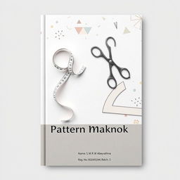 An A4-sized book cover designed for a pattern-making book with a professional and sophisticated appearance, utilizing a neutral color palette of soft grays, whites, and beiges