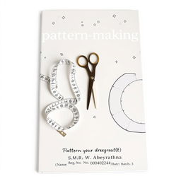 A professional A4-sized book cover design for a pattern-making book, utilizing a neutral color palette of soft grays, whites, and beiges to create a polished appearance