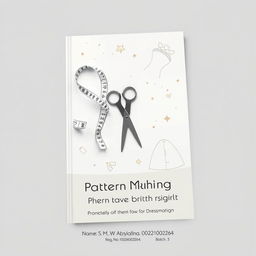 A professional A4-sized book cover design for a pattern-making book, utilizing a neutral color palette of soft grays, whites, and beiges to create a polished appearance