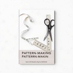 A professional A4-sized book cover for a pattern-making guide, featuring a neutral color palette of soft grays, whites, and muted beige tones to maintain an elegant appearance
