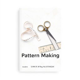 A professional A4-sized book cover for a pattern-making guide, featuring a neutral color palette of soft grays, whites, and muted beige tones to maintain an elegant appearance