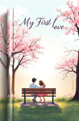 A romantic book cover design for the title "My First Love"