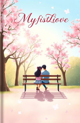 A romantic book cover design for the title "My First Love"