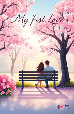 A romantic book cover design for the title "My First Love"