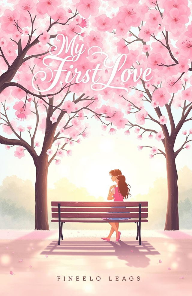 A romantic book cover design for the title "My First Love"