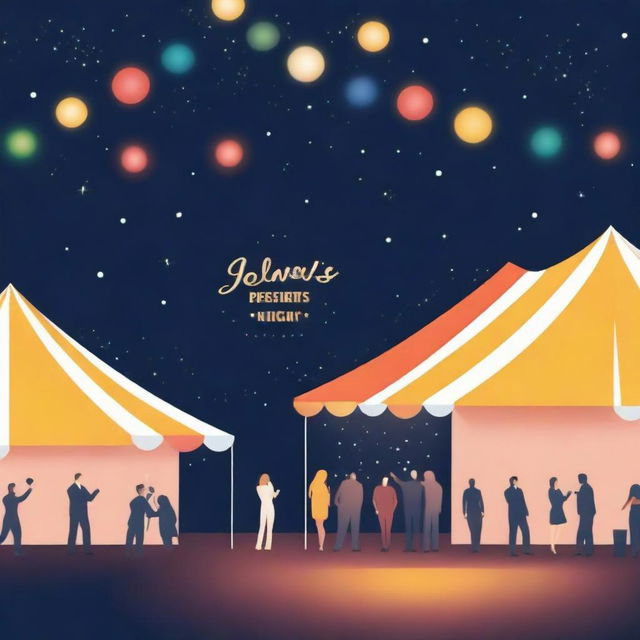 A vibrant scene inside a marquee decorated with twinkling lights