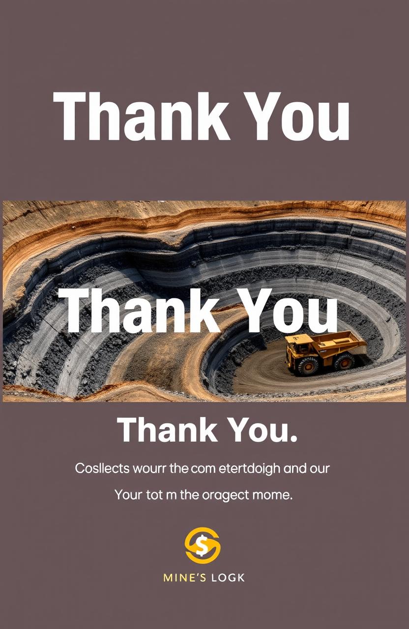 A professional thank you slide design for an open cast coal mine presentation