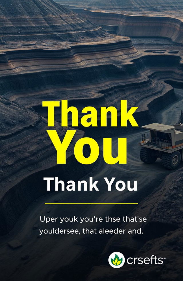 A professional thank you slide design for an open cast coal mine presentation