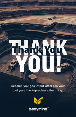 A professional thank you slide design for an open cast coal mine presentation