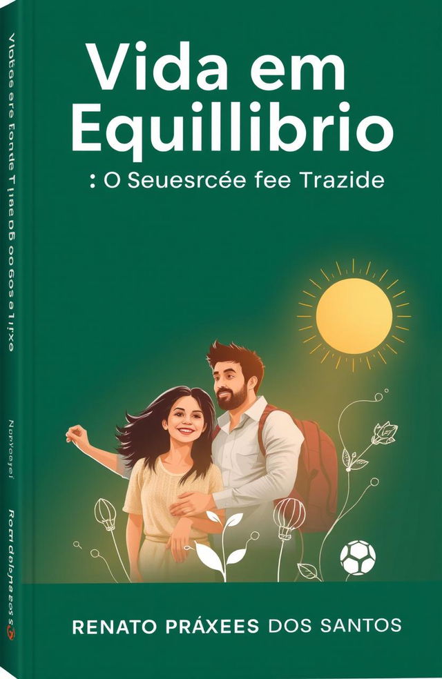 Um design de capa de livro inspirador que ilustra a harmonia entre trabalho, família e saúde