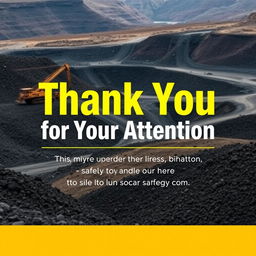 A visually appealing thank you slide design for a coal mine presentation