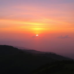A breathtaking view of a sunrise over the horizon, with vibrant colors of orange, pink, and purple blending in the sky