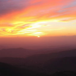 A breathtaking view of a sunrise over the horizon, with vibrant colors of orange, pink, and purple blending in the sky