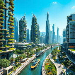 An awe-inspiring futuristic city designed with sustainability in mind