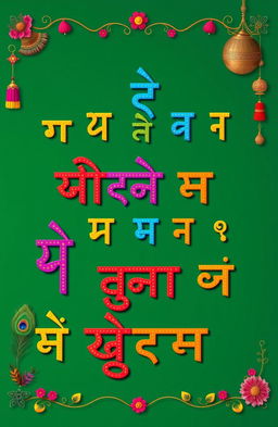 A colorful, artistic representation of the Hindi alphabet (Devanagari script), showcasing each character in a decorative and engaging manner