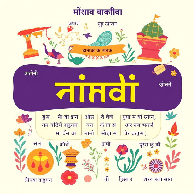 A visually engaging and informative illustration representing Hindi grammar (व्याकरण)