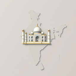 An outline map of India with a detailed illustration of the Taj Mahal integrated within it