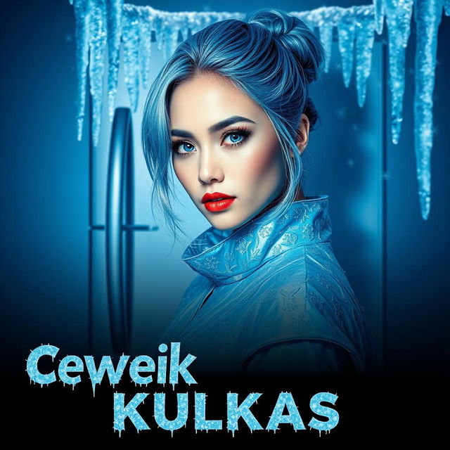 A dramatic and visually striking poster titled 'Cewek Sedingin Kulkas'