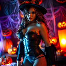 A sexy, seductive woman dressed in a Halloween costume