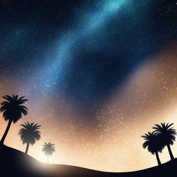 Stary night sky animated with bright Hollywood spotlights sweeping across their celestial canvas.