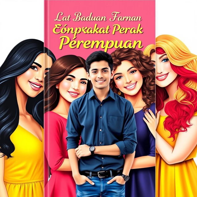 A book cover featuring a striking background of four beautiful women of diverse ethnicities: one with long black hair, another with curly brunette locks, a third with flowing blonde hair, and the fourth having vibrant red hair