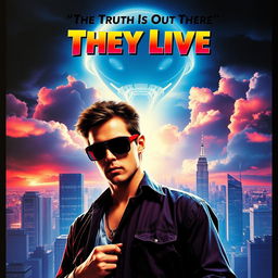 A striking movie poster for the film 'They Live'