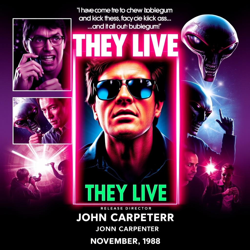 An eye-catching movie poster for the film 'They Live'