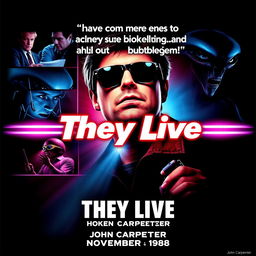 An eye-catching movie poster for the film 'They Live'