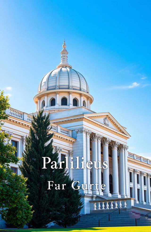 A visually striking title page design featuring the Parliament House building