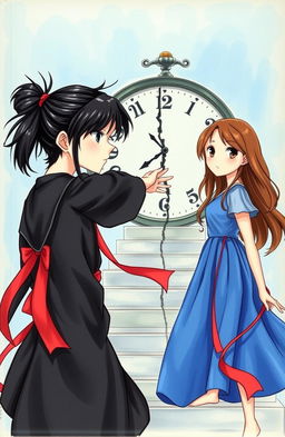 A captivating book cover depicting a time travel theme