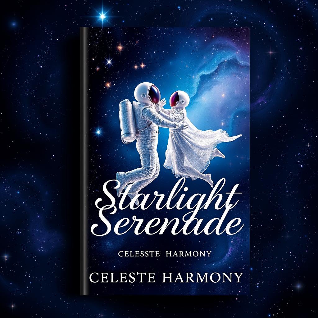 A captivating book cover design for 'Starlight Serenade' by Celeste Harmony