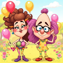 A whimsical and humorous cartoon-style illustration featuring two comically exaggerated characters