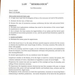 A detailed law memorandum outlining key points about a legal case, including facts, legal issues, and potential outcomes