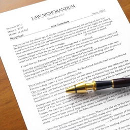 A detailed law memorandum outlining key points about a legal case, including facts, legal issues, and potential outcomes