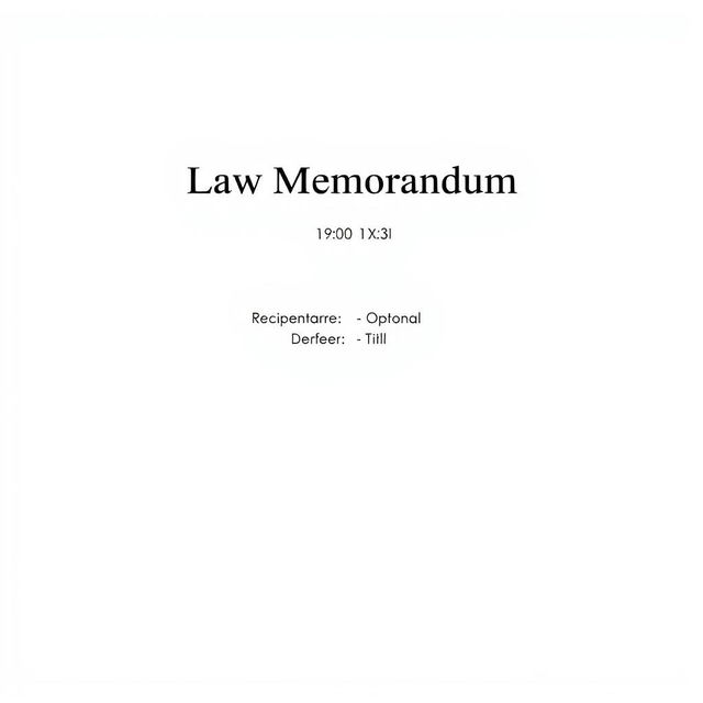 A professional cover page for a law memorandum, featuring a clean and formal design