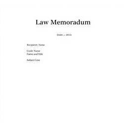 A professional cover page for a law memorandum, featuring a clean and formal design