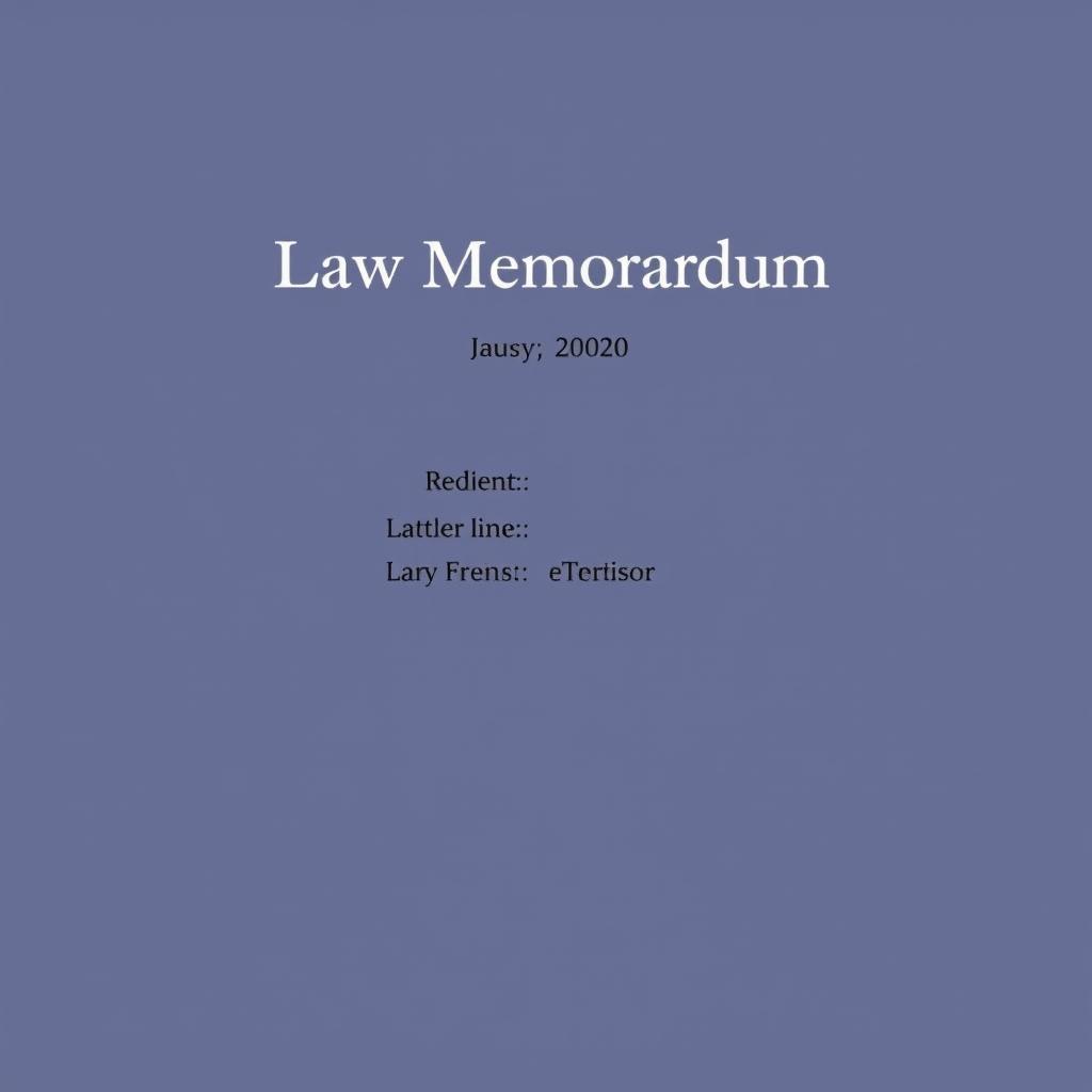 A professional cover page for a law memorandum, featuring a clean and formal design