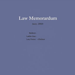 A professional cover page for a law memorandum, featuring a clean and formal design