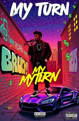A vibrant album cover design inspired by the album 'My Turn' by Lil Baby