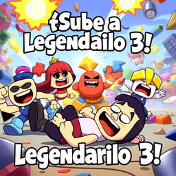 A vibrant and colorful thumbnail for a Brawl Stars video, featuring cartoonish brawlers in action with funny expressions