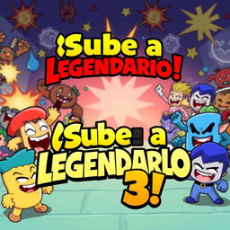 A lively and colorful thumbnail for a Brawl Stars video, showcasing various humorous brawlers engaged in a fun and chaotic match