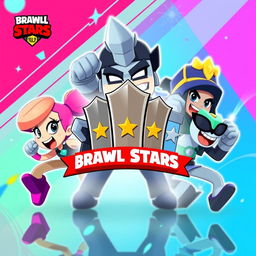 A vibrant and eye-catching YouTube thumbnail for a Brawl Stars video featuring the brawlers Penny, Primo, and Piper